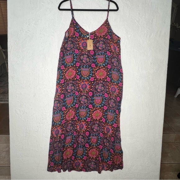 Natural Life Medium Spaghetti Strap Rayon Long Colorful Summer Boho Dress NWT - Picture 7 of 7